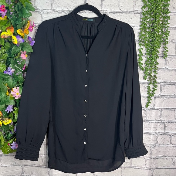 >🌼3/$30🌼Lime Light Black Button Down Blouse Size Small - Picture 2 of 15